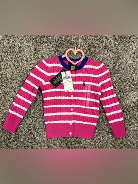 Polo by Ralph Lauren Kids' Sweater in Pink and White